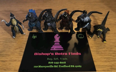 Godzilla Mini Figures 2.5” Collectible Classic Monster Red Blue. lot of 6-image