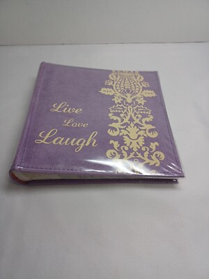 Sheffield Home Purple Faux Suede 4x6 Live Laugh Love Photo Album Holds 200 Pic-image