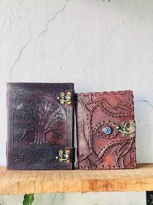 Goat Handmade Leather Journal beautiful Eye Journal & Tree Of Life-image