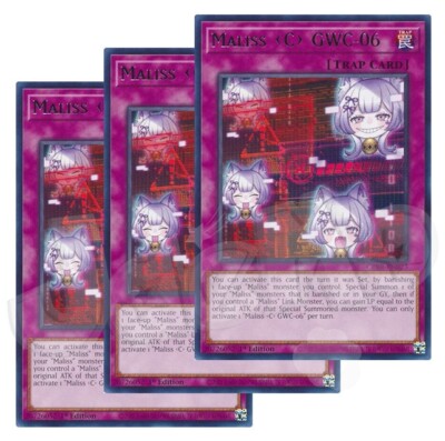 Yugioh - Maliss C GWC-06 x 3 - 1st Edition Rare NM - Plus Free Holographic Card-image