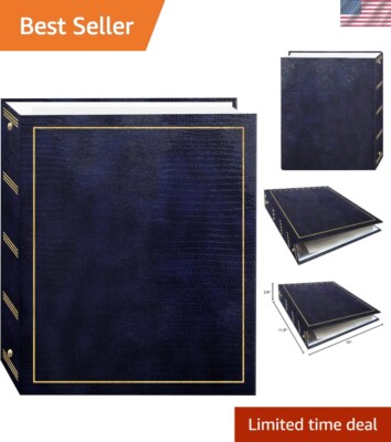 Refillable Navy Blue Self-Stick Photo Album with 100 Pages for Cherished Moments-image
