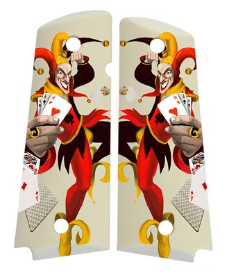 Jokers Wild on Faux Imitation Ivory Full Size Government 1911 Grips-image