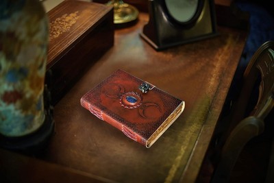 Handmade Vintage 3 Moon Blue Lapiz Embossed Vintage Leather Journal of Antique0-image