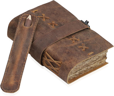 Leather Bound Vintage Journal for Women & 6 inches x 4 inches, Brown -image