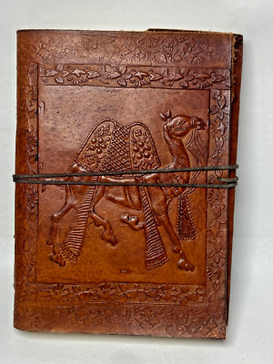 Leather Camel Journal Notebook Planner Handmade Unlined Paper Pages Bound-image