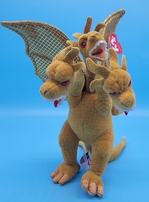 Godzilla King Ghidorah Plush 3 Headed Dragon Gold Ty Japan Classic 2001-image