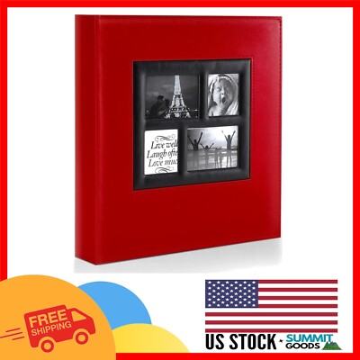 Luxury 500 Pocket Photo Album - Extra Large Leather Wedding Picture Book in Red-image