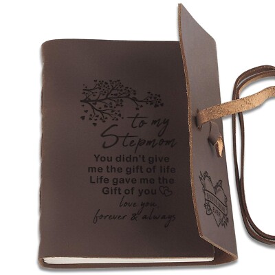 Personalized Leather Journals for Stepmom Gifts Engraved Antique Writing Note...-image