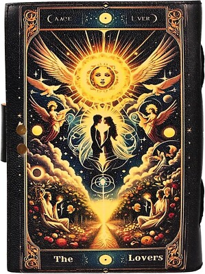 Book of Spells Leather Bound Journal Deckle Edge Paper Grimoire Printed Diary-image