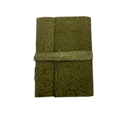 Green Flower Leather Journal Handmade Journal For Students Office Bound Leather -image