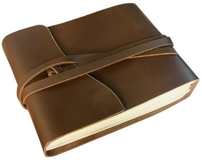 Leather Photo Album - Holds 4x6 100 Photos - Oversized Leather Bound Scrapboo...-image