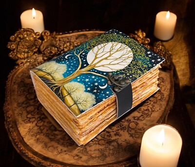 400page Tree of Life Leather Journal Gothic Notebook Tree of life Grimoire Print-image