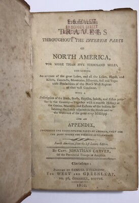 Three Years Travels Throughout the Interior of North America by John Carver 1802-image