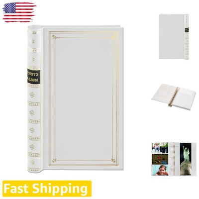 Photo Album with Antique Gold Accents - 300 Bi-Directional Memo Pockets - White-image