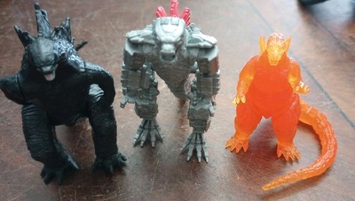 3 Small Different Godzilla Solid Figures-image