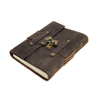 Vintage Leather bound Journal Antique Handmade Paper Notebook Diary Sketchbook-image