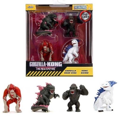 Jada 2.5” Metalfigs Godzilla Kong Figures 4 pcs Set 34989 New In Box -image