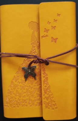 BEAUTIFUL BUTTERFLY Gold Spiral Bound Notebook Journal With Refill Pack NEW! -image