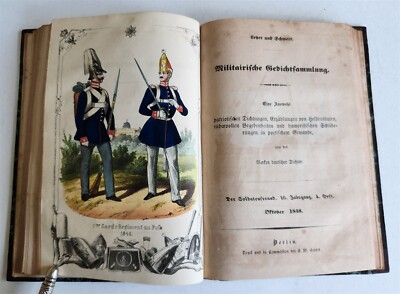 1848 GERMAN SOLDIER'S JOURNAL antique ILLUSTRATED-image
