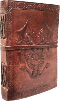 Handmade Vintage Antique Looking Double Dragon Genuine Leather Bound Journal00-image