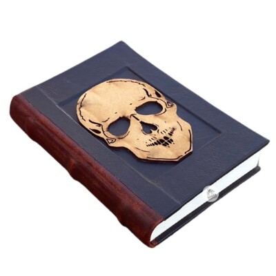 Skull Notebook Leather Journal Blank Book of Shadows, Grimoire Journal for Witch-image