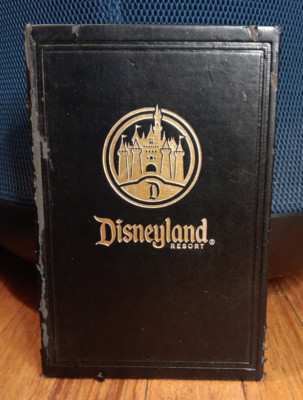 DAMAGED VTG DISNEYLAND RESORT BLACK LEATHER BOUND PERSONAL JOURNAL 200 pp-image