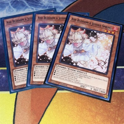 Yu-Gi-Oh! x3 Ash Blossom & Joyous Spring Common (SDCB) Near Mint Playset!-image