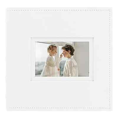 Photo Album for 4x6 200 Pictures Weddings Holidays Vacations Faux Leather White-image