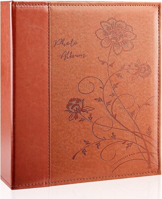 Photo Album 8X10 Clear Pages Pockets Leathe Cover Slip Slide in Photo Album Hold-image