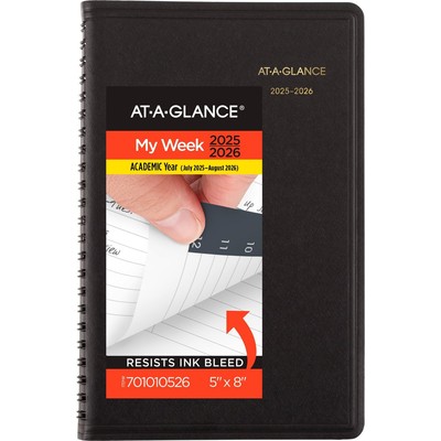 AT A GLANCE 2025 Academic Planner Black Spiral Bound Weekly Appointment Book-image