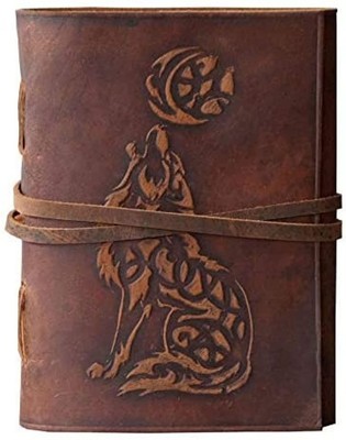 Wolf Embossed Handmade Leather Bound Journal Writing Notebook Diary Notepads ...-image
