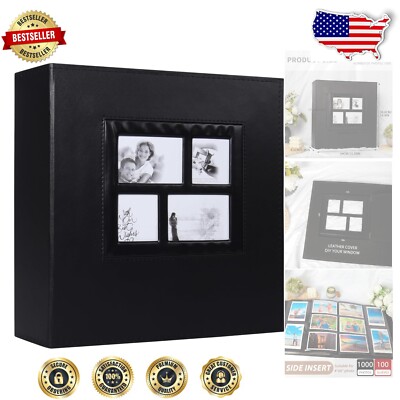 Versatile 1000 Photo Album for Weddings and Anniversaries - Black Elegance-image