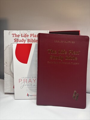 The Life Plan Study Bible NKJV Burgundy Leather Hagee & Prayer Journal New-image