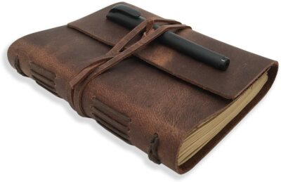 Leather Journal Writing Notebook - Genuine Leather Bound Daily Notepad for Men &-image