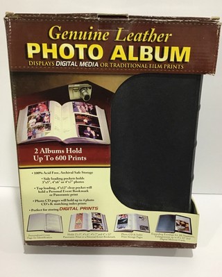 2 Pack Genuine Leather 600 Photos CD Pages NAVY Photo Album Acid Free Pockets-image