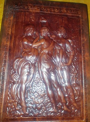 Three Graces Vintage Leather Bound  Italian Scrapbook Journal Made In Italy-image