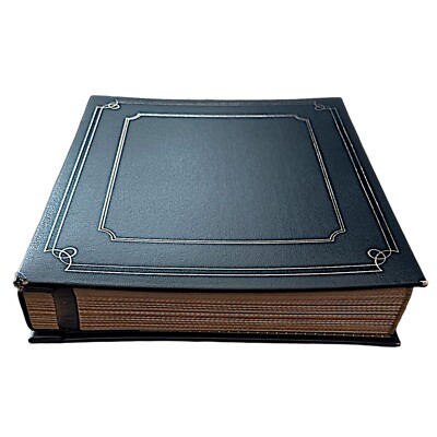 Vintage Genuine Bonded Leather Photo Album 11”x 10”x 2” 50 Pages Blue Unused-image