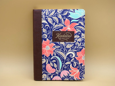 Kindness Matters Blue Floral Faux Leather Journal Inspirational Notebook w/Ribbo-image