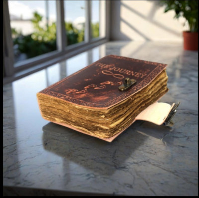 Handmade Red Vintage Leather Blank Diary Handcrafted Bound Antique Paper TK12-image