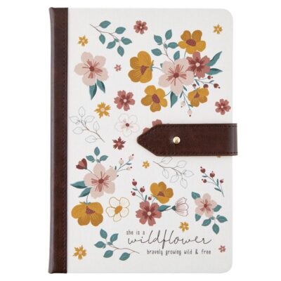 Vegan Leather Bound Linen Journal with Strap Closure, Wild & Free - 4 Pack-image