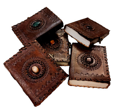 Handcrafted Leather Bound Embossed Locked Journal , 200 Page Book of Shadows-image