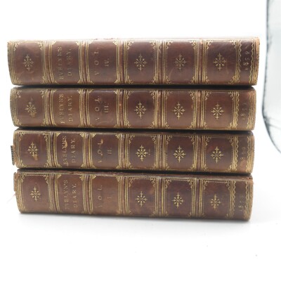 Antique 1859 Evelyn's Diary full leather bound books 4 volume set Bohn's (READ)-image