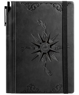 Compass Leather Notebook Journal for Men, 100 GSM 288 Pages Lined Journals fo...-image