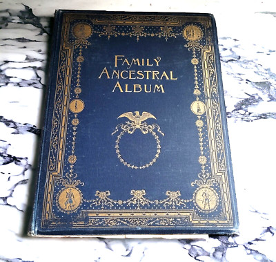 Antique 1894 White Family Ancestry Book Leather Photo Album Genealogy Record-image