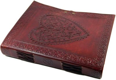 Vintage Large Heart Leather Journal Embossed Travel Diary Handmade Bound Journal-image