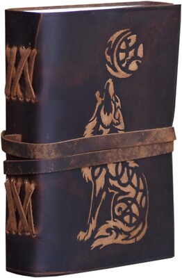 Wolf Leather Notebook Embossed Bound Writing Journals Handmade  Daily Diary-image