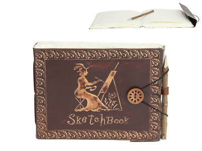 LAST ONE Leather Bound Journal Sketchbook with Pencil 23x18cm (9x7