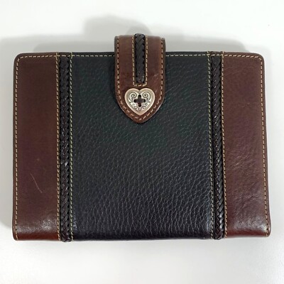 Brighton Brown & Black Leather Photo Book w/ Silver Heart Accent Snap Holds 20-image