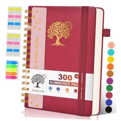 Spiral Notebook Journal for Women Men, 300 A5 size (5.9in x 8.5in) Wine red-image
