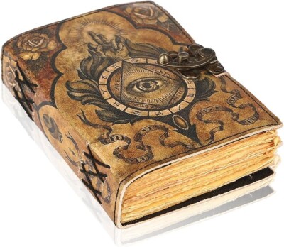 Third Eye Book of Spells - Leather Bound Grimoire Journal with Deckle Edge Paper-image